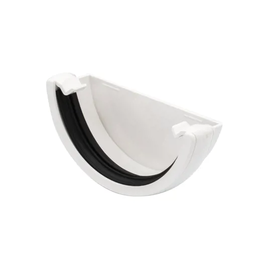 Floplast RE1W 112mm White Half Round Gutter External Stop End
