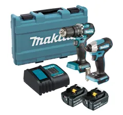 Makita DLX2414ST 18V LXT Brushless Combi Drill & Impact Driver Twin kit, 2 x 5.0Ah Batteries, Charger & Case